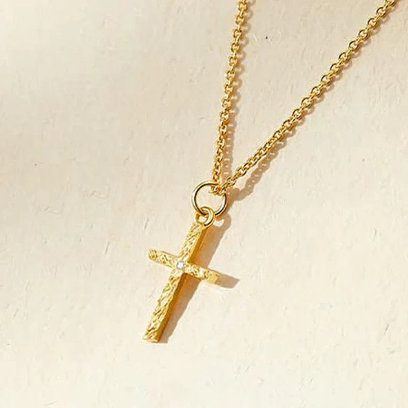 Initial Cross Necklace Set | Gold