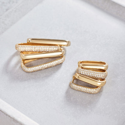 Large Diamond Icon Hoop Earrings | Gold