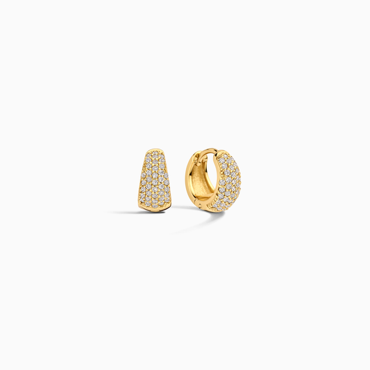 Diamond Pavé Huggie Earrings | Gold