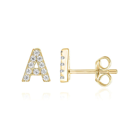 White Gold Initial Earrings